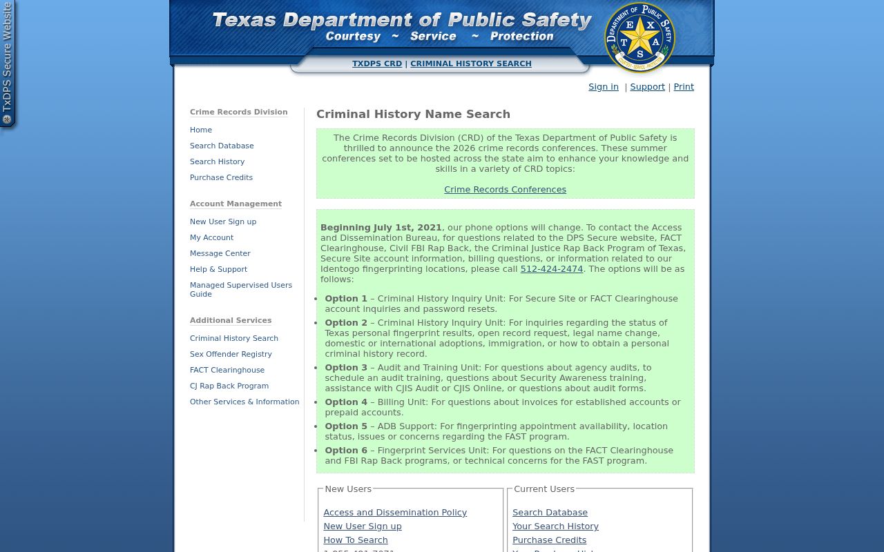 Jim Hogg County criminal history DPS conviction search entry